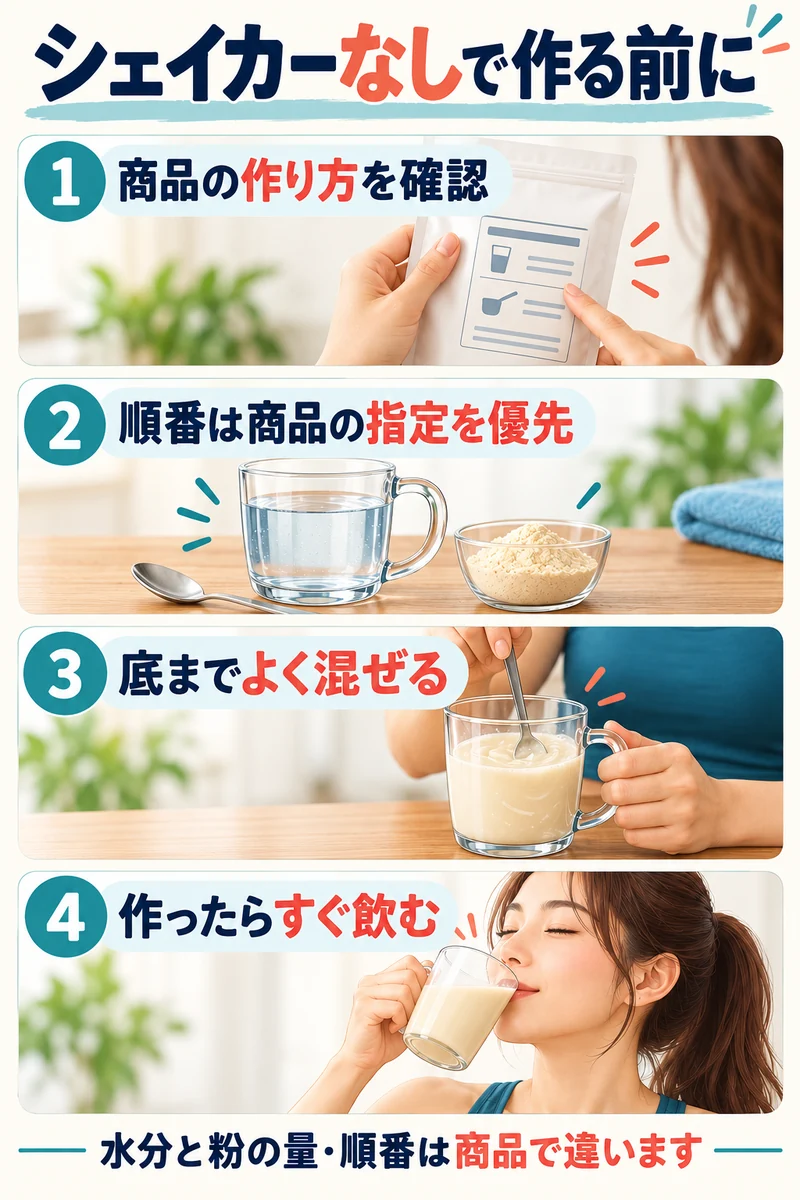 商品の作り方と混ぜる順番を確認してコップで作る4ステップ